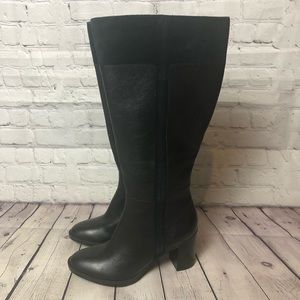 Naturalizer knee-high heeled boots, leather/suede